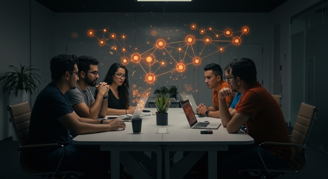Comunidad de founders hispanos colaborando en el ecosistema startup tecnológico de Latinoamérica.