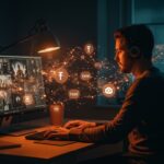 Creador de contenido cristiano usando inteligencia artificial y Fiverr para producir videos bíblicos con tecnología avanzada y automatización en YouTube.