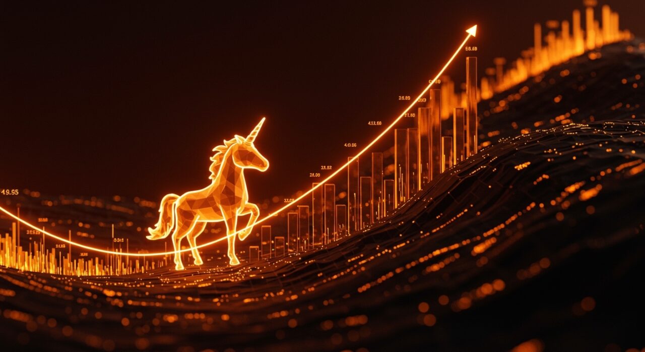 Representación conceptual de unicornio insurtech Corgi alcanzando valoración de 1.3 billones con tecnología de IA y funding.