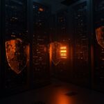 Servidores digitales protegidos contra ransomware y vulnerabilidades de cPanel en un entorno de ciberseguridad startup.