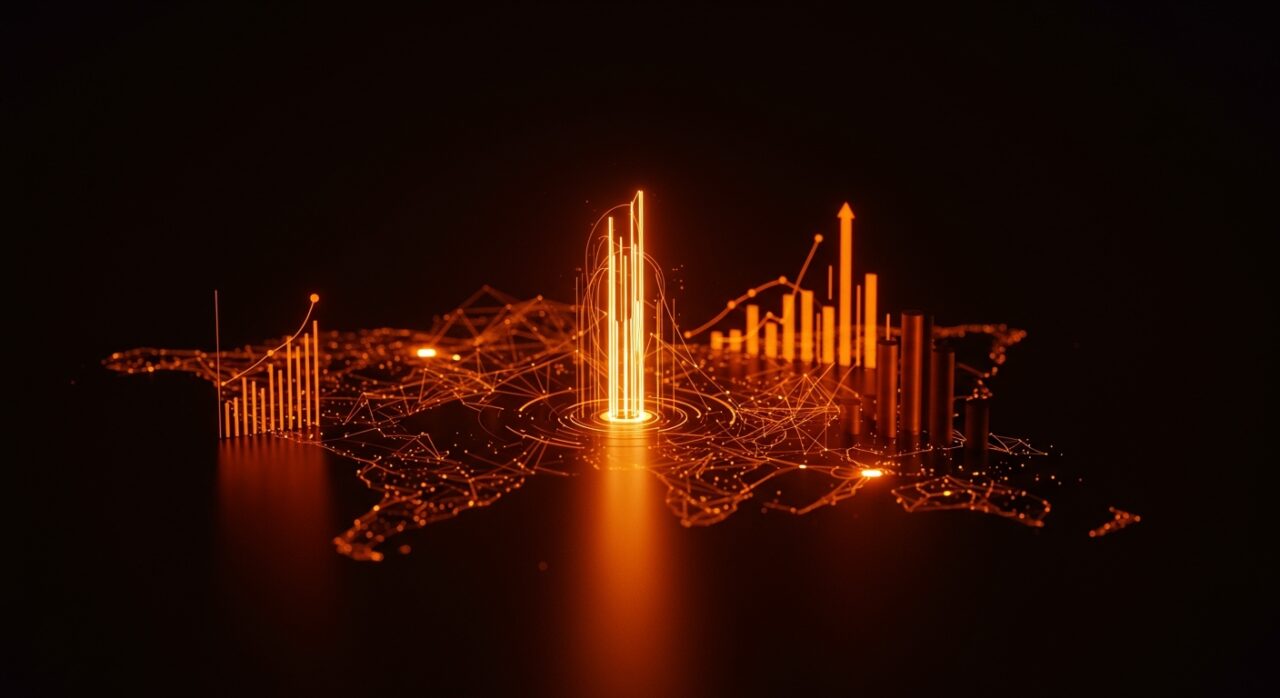 Crecimiento del ecosistema de startups en Colombia, inversión en tecnología, fintech y SaaS, representando el ascenso del emprendimiento tech.