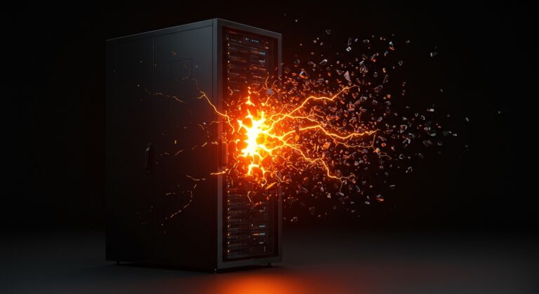 Representación visual de la vulnerabilidad DirtyFrag en servidores Linux, simbolizando el riesgo de seguridad y acceso root en infraestructura cloud SaaS.