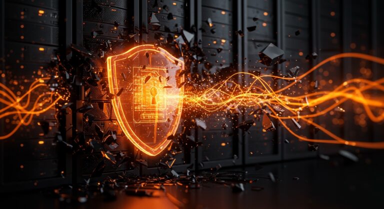 Representación conceptual de seguridad DNS y parcheo de vulnerabilidades CVE para infraestructura de startups.