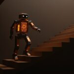 Robot doméstico modular Dreame Cyber X subiendo escaleras, representando la innovación en hardware y robótica aplicada.