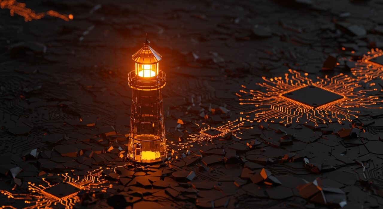 Concepto de efecto farol en IA: startups abandonando proyectos de automatización frente a una transformación digital real.