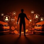 Estafa coche mellizo en España 2026 representada con dos vehículos idénticos y un fraude digital entre ellos, ilustrando el riesgo de perder dinero en el mercado de coches de segunda mano.