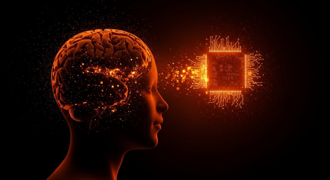 Representación conceptual del impacto de la IA en la capacidad cognitiva y el pensamiento crítico de emprendedores.