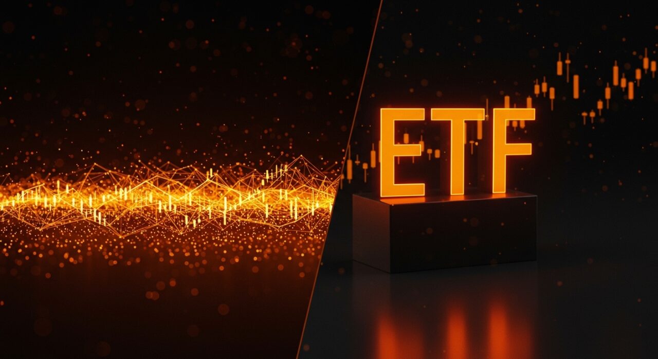 Comparativa visual de ETFs frente a acciones tradicionales en los mercados financieros de 2026, representando tendencias de inversión y preparación para IPO.