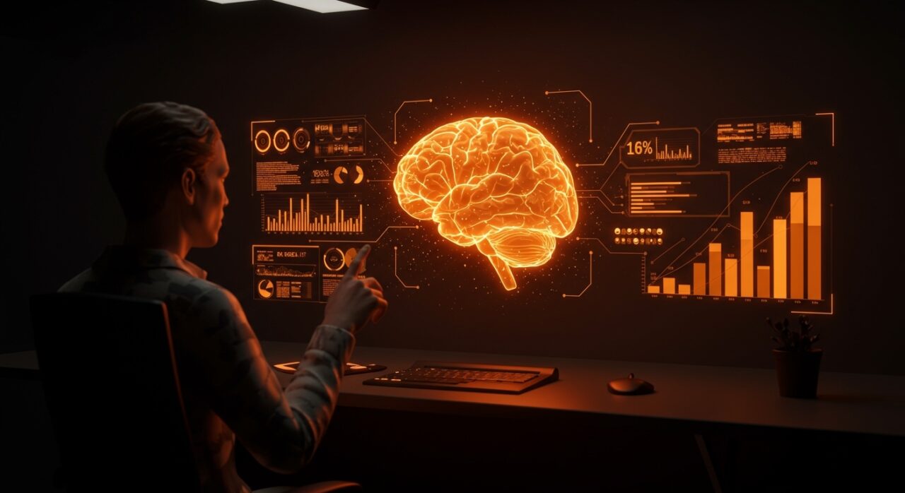 Representación visual de IA autónoma y gobernanza digital en empresas, destacando la productividad y ciberseguridad en startups.