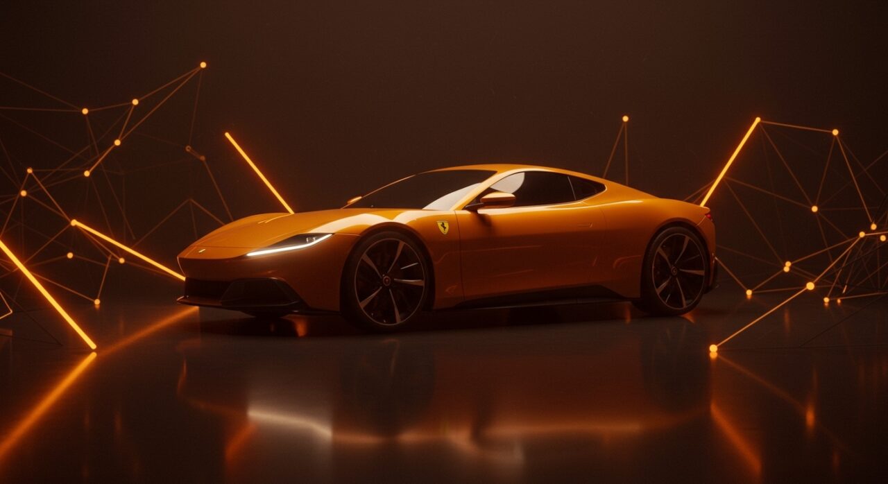 Diseño futurista del Ferrari Luce, el primer vehículo eléctrico de Ferrari en colaboración con Jony Ive para startups tecnológicas.