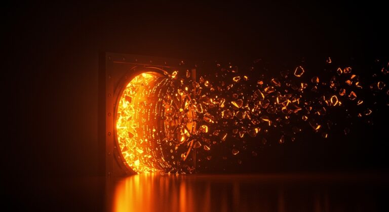 Representación conceptual de Open Finance en Chile con elementos digitales y financieros en tonos naranja y negro.