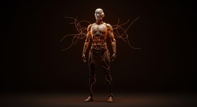 Robot humanoide Phantom MK-1 de Foundation Robotics operando en un entorno de defensa tecnológica, simbolizando el futuro de la automatización militar y la inversión en deep tech.
