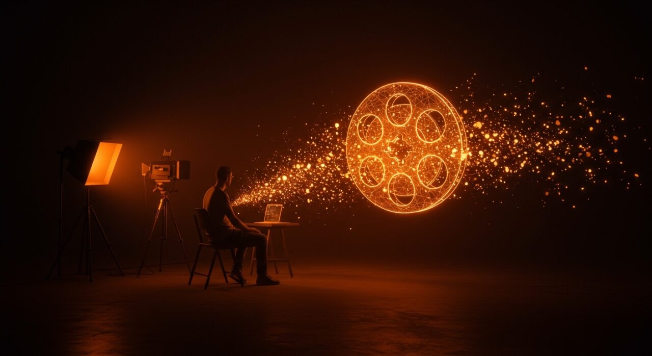 Producción cinematográfica con IA en Tribeca 2026, representando la revolución del cine independiente de bajo presupuesto.