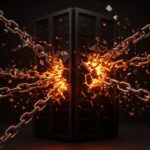 Concepto de ciberseguridad y ransomware en la cadena de suministro, representando la protección de datos frente a ataques digitales.