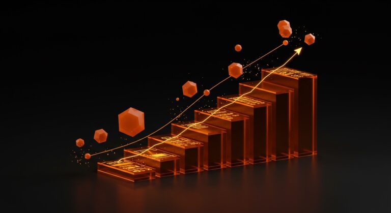 Representación visual de financiamiento startup en Uruguay con elementos de crecimiento y fondos de inversión tecnológicos.