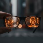 Gafas inteligentes con IA aplicadas a vigilancia policial y seguridad, representando el futuro de los wearables con visión artificial.