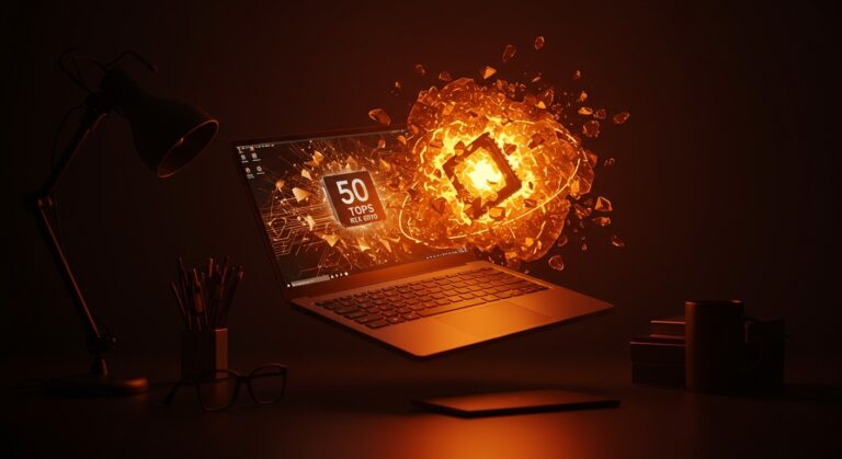Laptop Samsung Galaxy Book6 Ultra con efectos de inteligencia artificial y potencia RTX 5070 para emprendedores y founders de startups.