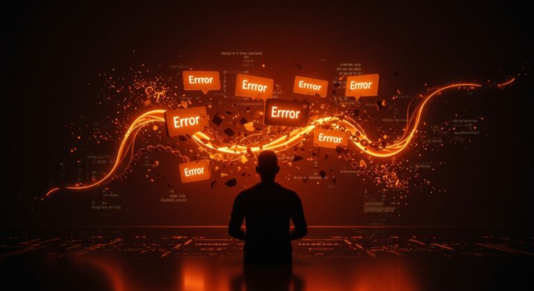 Imagen conceptual del colapso de GitHub en 2026 con desarrolladores afectados y metáforas visuales de fallos y desarrollo IA en startups.