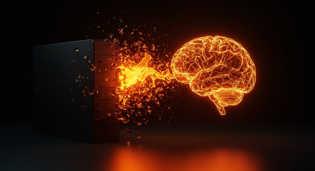Transformación de la fuerza laboral tecnológica con IA, representando el cambio de habilidades tradicionales a talento AI-native en empresas y startups.