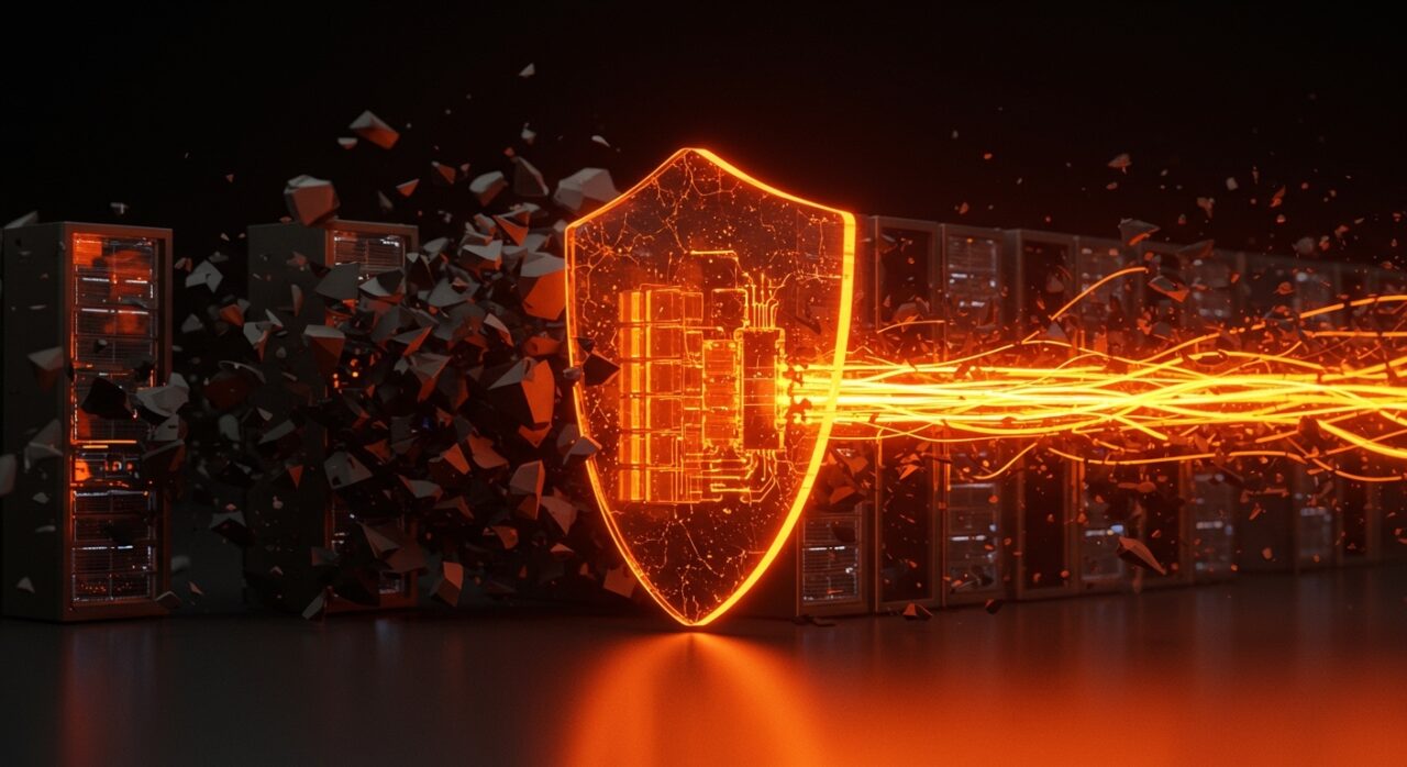 Escudo digital de seguridad Google Cloud Fraud Defense protegiendo una infraestructura SaaS contra bots e inteligencia artificial maliciosa.
