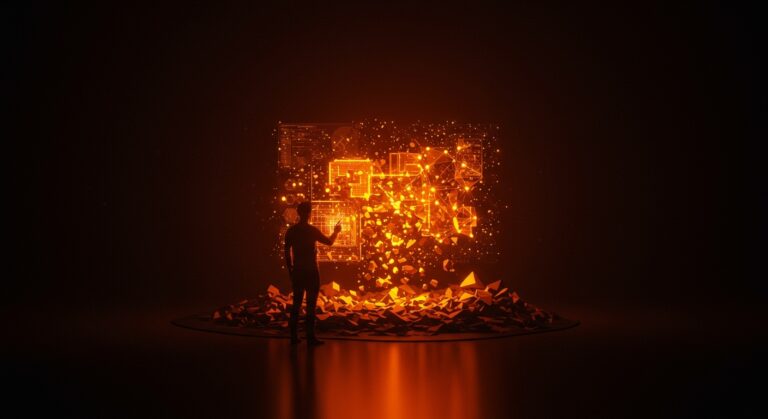 Representación visual de la tecnología Project Genie de Google DeepMind creando mundos virtuales 3D mediante inteligencia artificial generativa.