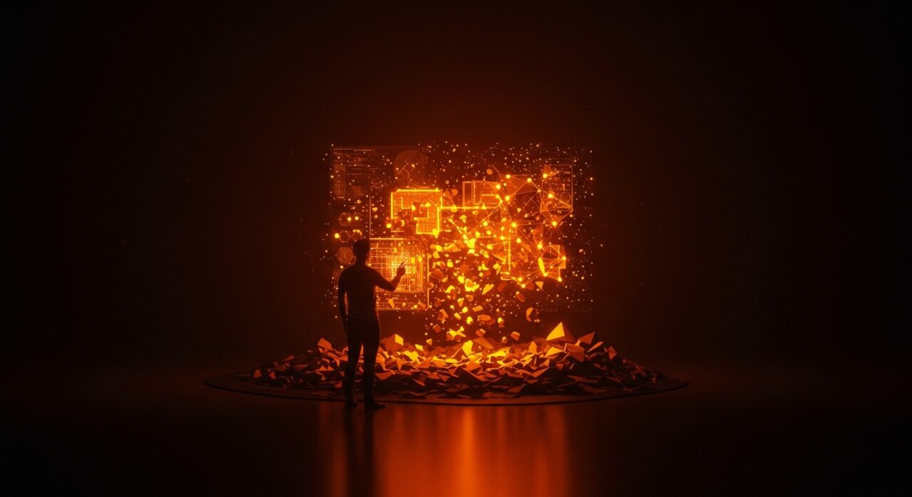 Representación visual de la tecnología Project Genie de Google DeepMind creando mundos virtuales 3D mediante inteligencia artificial generativa.
