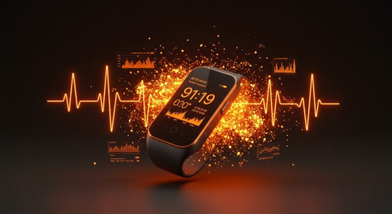 Representación conceptual de un dispositivo wearable de salud Google Fitbit Air y el impacto competitivo en startups de health tech.