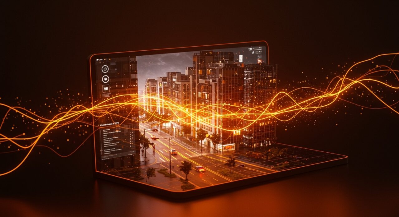 Simulación interactiva de entornos urbanos creada por Google Genie 3 y Street View, representando el futuro de la IA generativa y robótica.