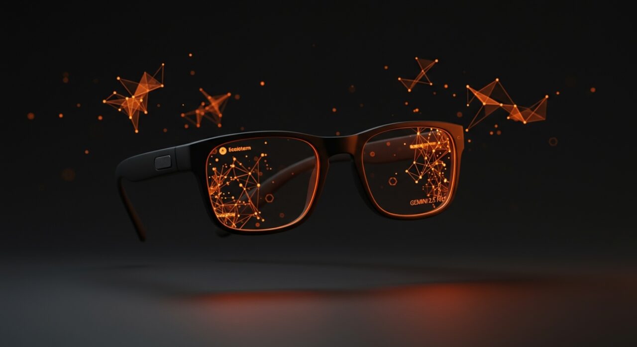 Gafas inteligentes con IA integrando Gemini 2.5 Pro, representando la nueva era de los wearables tecnológicos en el Google I/O 2026.
