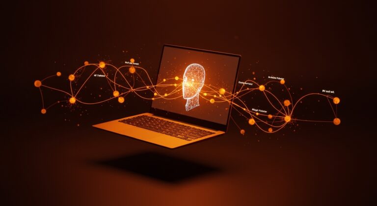 Representación conceptual del Googlebook 2026 con IA nativa Gemini y hardware avanzado para productividad tech.