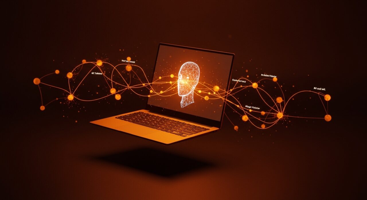Representación conceptual del Googlebook 2026 con IA nativa Gemini y hardware avanzado para productividad tech.