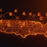 Mapa digital de EE.UU. con nodos de conexión global, representando la expansión de startups hacia mercados multilingües.