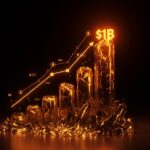 Representación visual del crecimiento rentable de una startup SaaS alcanzando el billón de dólares en ingresos.