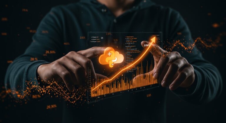 Representación visual de habilidades de IA 2026, Python y AWS, enfocada en el crecimiento salarial y talento tech.