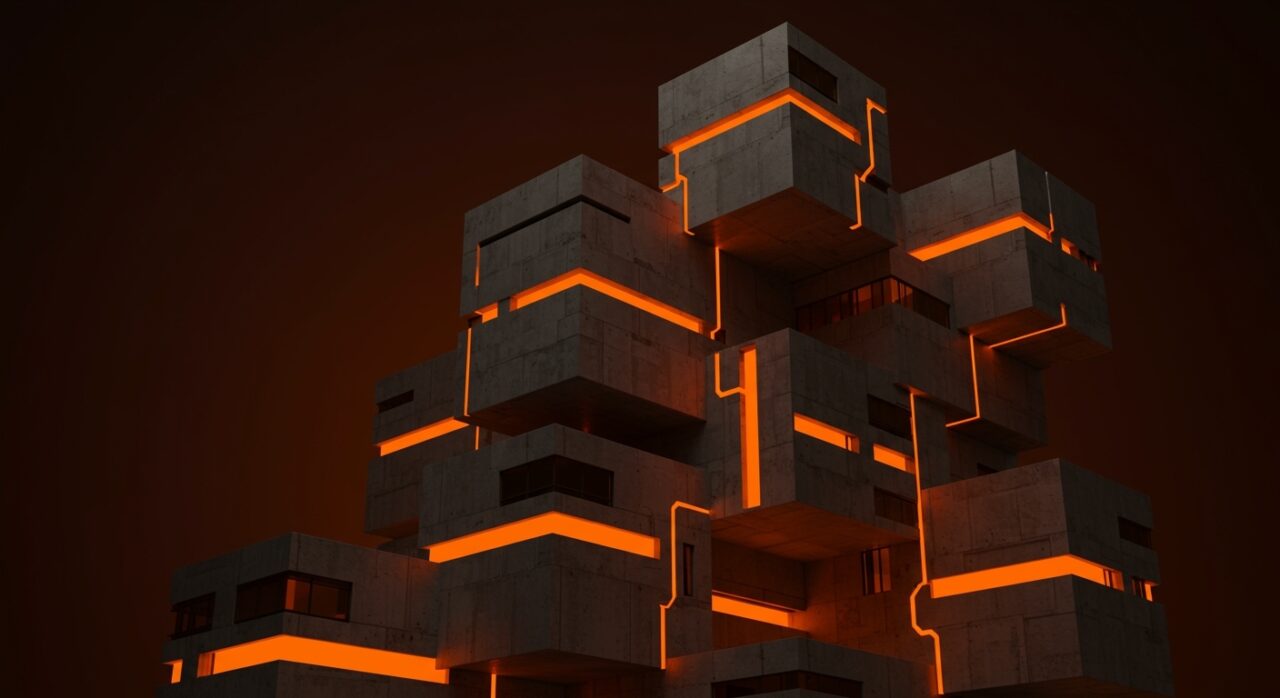Arquitectura modular del Habitat 67 como metáfora de escalabilidad e innovación en startups tecnológicas.