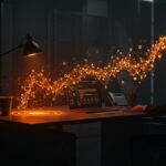 Impacto de la inteligencia artificial en el empleo y gestión de equipos en startups, representando la automatización y cultura organizacional.