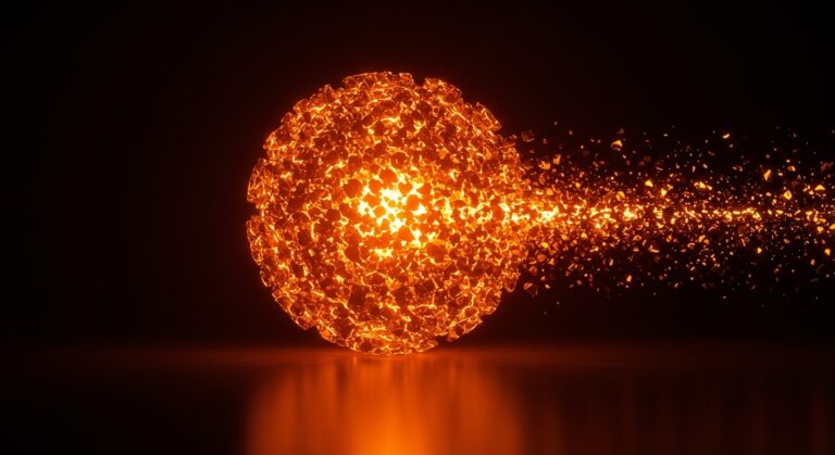 Representación visual de la centralización del conocimiento por IA y la disminución del tráfico orgánico SEO mediante flujos de datos naranjas.