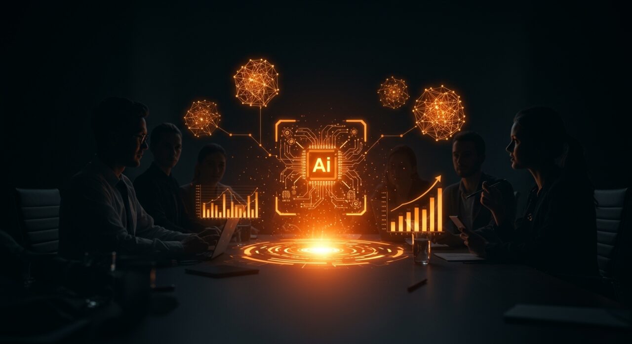 Adopción de IA en empresas para 2026, destacando la transformación digital y la productividad empresarial.