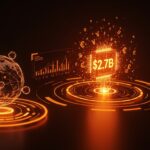 Visualización de fondos de inversión en IA para startups de ventas y GTM con colores naranja y negro.