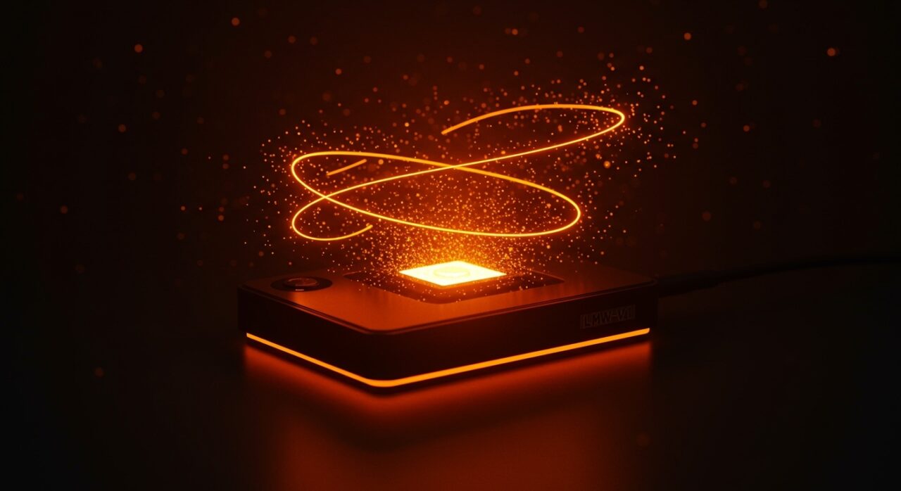 Hardware startup validando product-market fit en Kickstarter con el dispositivo LMW-V1 en colores naranja y negro.
