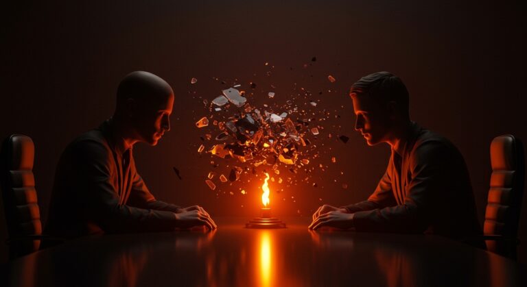 Representación conceptual del juicio de OpenAI con Sam Altman y Elon Musk, simbolizando la crisis de gobernanza y el impacto financiero en la inteligencia artificial.
