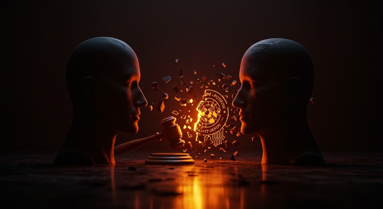 Representación conceptual del juicio entre Elon Musk y OpenAI sobre gobernanza de IA y estructura legal de startups.