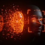Validación de identidad fintech para prevenir fraude BNPL con tecnología de seguridad avanzada en colores naranja y negro.