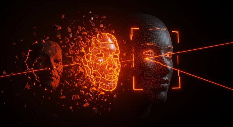 Validación de identidad fintech para prevenir fraude BNPL con tecnología de seguridad avanzada en colores naranja y negro.