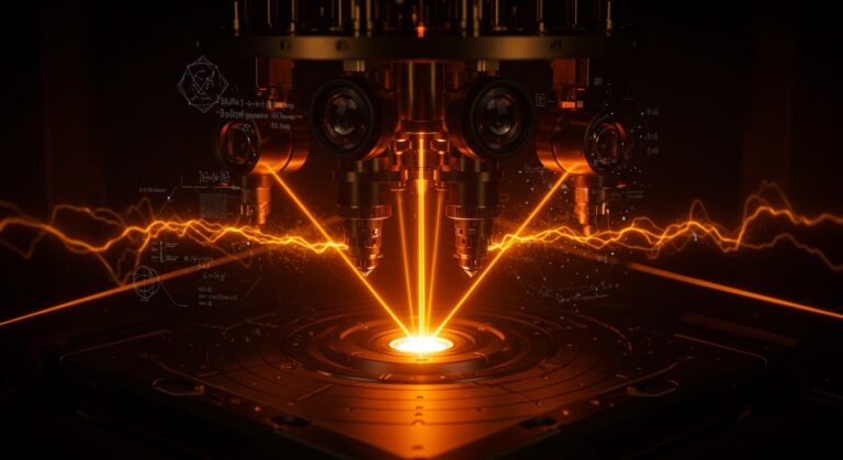 Representación de hardware de óptica cuántica y deep tech chileno, simbolizando la innovación de Lihuen Quantum y ANID.