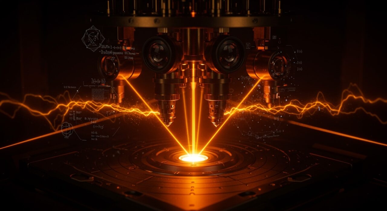 Representación de hardware de óptica cuántica y deep tech chileno, simbolizando la innovación de Lihuen Quantum y ANID.