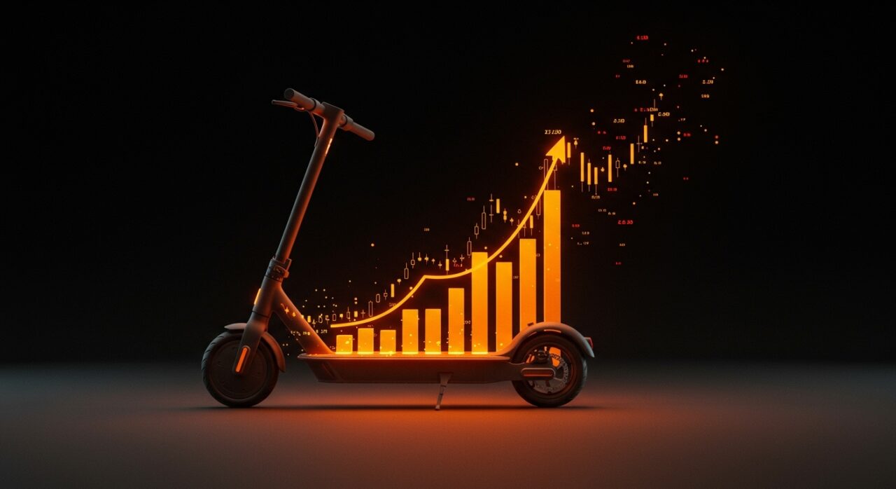Representación conceptual de la salida a bolsa de Lime, simbolizando la micromovilidad y la oportunidad financiera para startups.