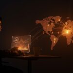 Ejecutivo delegando estrategia de LinkedIn ghostwriting a asistentes virtuales, simbolizando la gestión remota de marca personal.