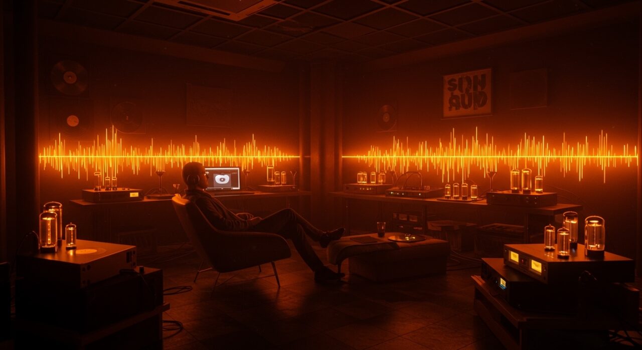 Concepto de listening bars y el mercado de 105 mil millones de dólares, representando la economía de la atención frente a la fatiga digital en el ecosistema startup.