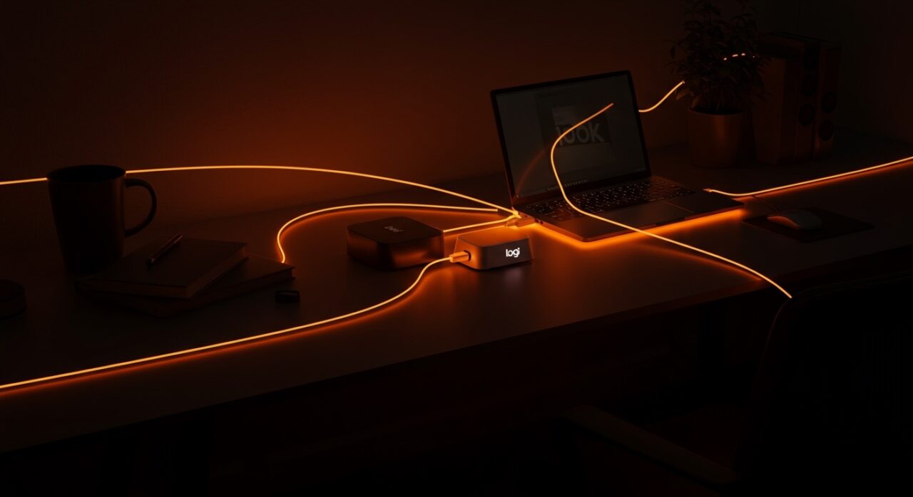 Logi Dock de Logitech como solución integral de escritorio para mejorar la productividad en el trabajo híbrido de founders.
